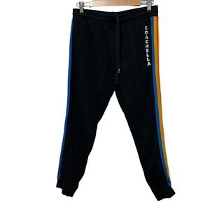 Coachella sweatpants  Black Rainbow stripe Medium